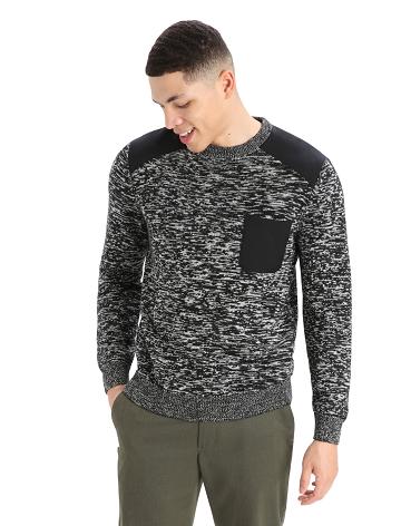 Black / Snow Icebreaker Merino Barein Crewe Men's Sweaters | AU 1219LISH